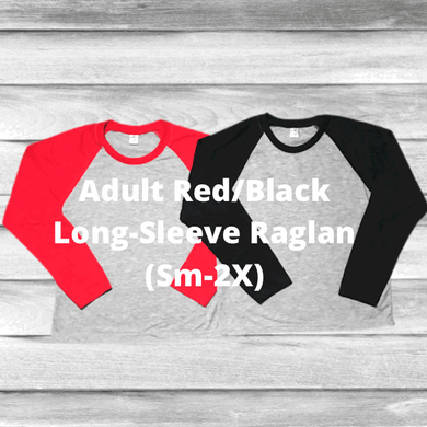 Rockin D Designs & Sublimation LLC Shirts & Tops Adult Red/Black Long-Sleeve Sublimation Raglan (Sm-2X)