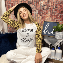 Load image into Gallery viewer, Rockin D Designs & Sublimation LLC Apparel & Accessories Adult Raglan Long Sleeve White/Cheetah Sublimation Shirts (Sm-3XL)