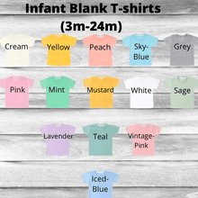 Load image into Gallery viewer, Rockin D Designs & Sublimation LLC T-Shirt Infant-Blank Colored Sublimation T-Shirts  (3-6m-24m)